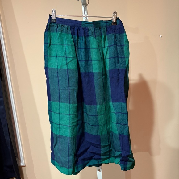 Vintage Lombardi Inc Elegant Green and Blue Checkered Plaid Look Midi Skirt (10) - Picture 2 of 5